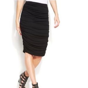 Socialite black ruched pencil bodycon tube skirt no roll elastic band si…